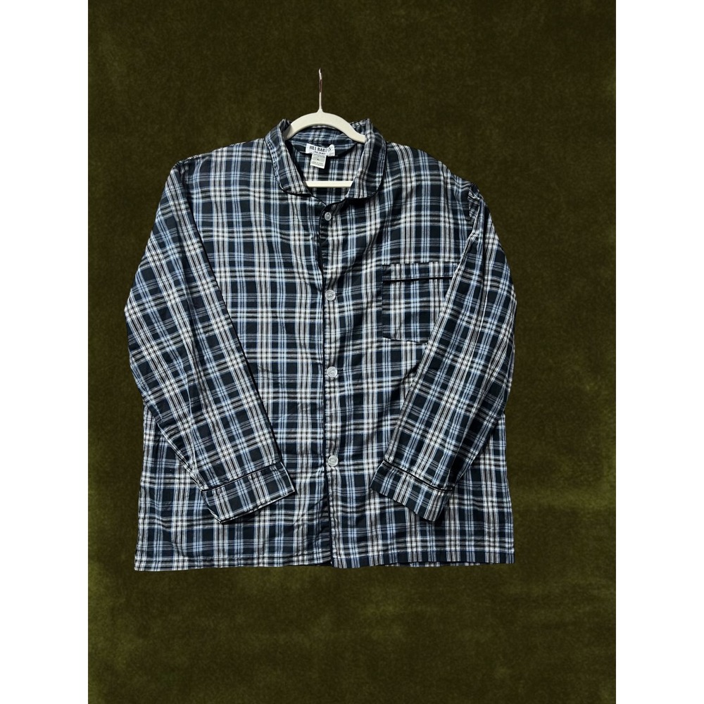 Bill Blass Mens Pajama Set Navy White Plaid Long Sleeve Button Down XL Sleepwear - Picture 6 of 12